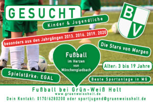 Spielersuche Grün-Weiß Holt Jugend